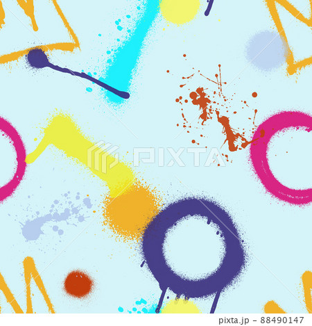 Bright graffiti spray paint seamless pattern. Vector illustration. Vector illustration 88490147