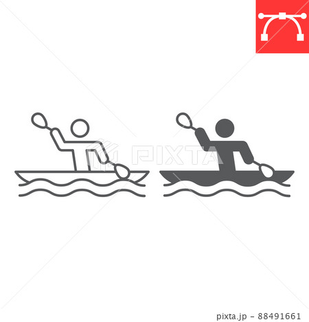 Kayak sprint sport line and glyph icon Kayak sprint sport line and glyph icon 88491661