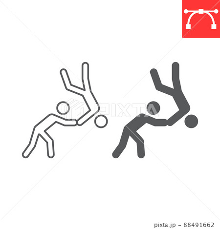 Judo sport line and glyph icon 88491662
