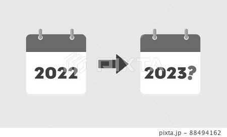 2022と2023?の文字入りの年間カレンダー: 延期・未定・変更になった予定・計画のイメージ素材 2022と2023?の文字入りの年間カレンダー: 延期・未定・変更になった予定・計画のイメージ素材 88494162