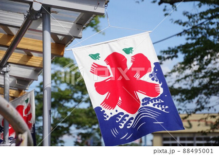 夏イメージ　売店の氷の氷旗 88495001