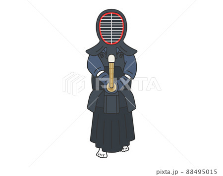 剣道の道着を着て、構える人物のイラスト 88495015