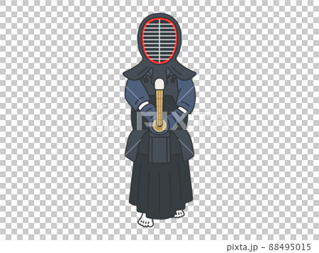 剣道の道着を着て、構える人物のイラスト 88495015
