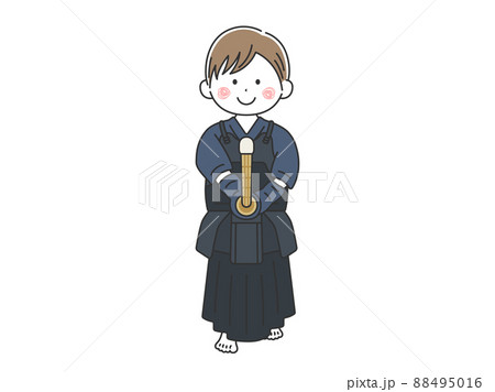 剣道の道着を着て、構える男性のイラスト 剣道の道着を着て、構える男性のイラスト 88495016