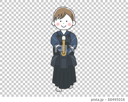 剣道の道着を着て、構える男性のイラスト 剣道の道着を着て、構える男性のイラスト 88495016
