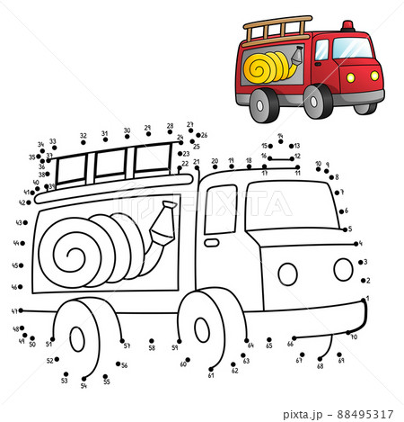 Dot to Dot Fire Truck Isolated Coloring Page Dot to Dot Fire Truck Isolated Coloring Page 88495317