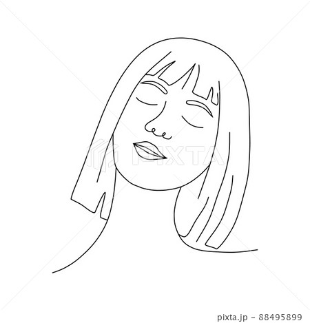Woman face line art. Abstract minimal female portrait. Hand drawn outline female silhouette. Vector illustration in one line style 88495899