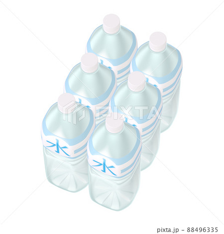 日用品のイラスト素材 ペットボトル 飲料水 ラベル付 半ダース(2_4) 日用品のイラスト素材 ペットボトル 飲料水 ラベル付 半ダース(2_4) 88496335