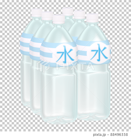 Illustration material of daily necessities PET bottle Drinking water with label Half a dozen (2_1) 88496338
