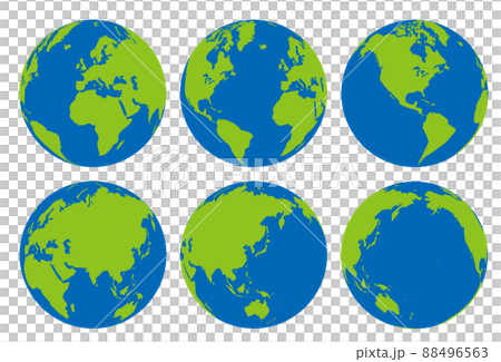シンプルな地球のセット、地球儀のイラスト素材 [88496563] - PIXTA