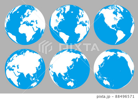 シンプルな地球のセット、青と白 88496571