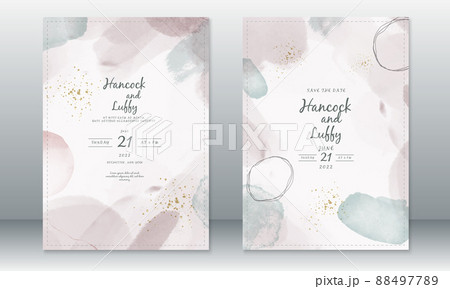 Wedding invitation template with watercolor painting Wedding invitation template with watercolor painting 88497789