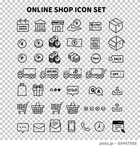 オンラインショップ向けのベクターイラストアイコンセット素材 オンラインショップ向けのベクターイラストアイコンセット素材 88497988