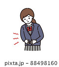 腹痛に悩む学生服の女子高校生・中学生 88498160