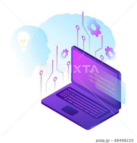 Machine learning AI illustration. Artificial Intelligence. Machine learning AI illustration. Artificial Intelligence. 88498220