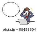 パソコンの前でパニックになり頭を抱える学生服の女子高校生・中学生 吹き出し 88498604