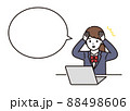 パソコンの前でパニックになり頭を抱える学生服の女子高校生・中学生 吹き出し 88498606