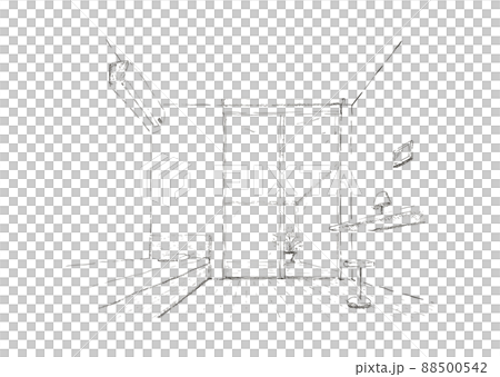 Interior perspective overlooking the sky from the apartment room 88500542