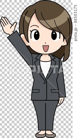 右手を上げているビジネスウーマン　 88503175