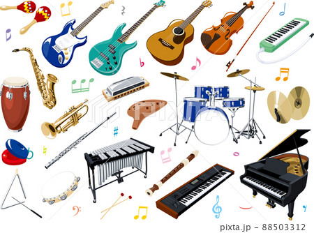 いろいろな楽器のシンプルなイラストセット 88503312