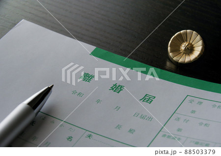 離婚届と弁護士バッチ 88503379