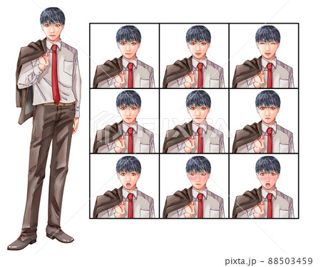 ゲーム風男性キャラクター ゲーム風表情差分 ゲーム風男性キャラクター ゲーム風表情差分 88503459