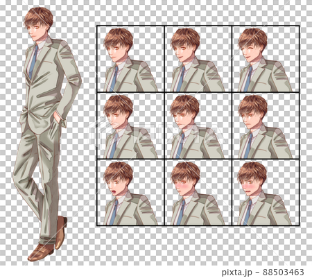 Game-style male character Game-style facial expression difference 88503463