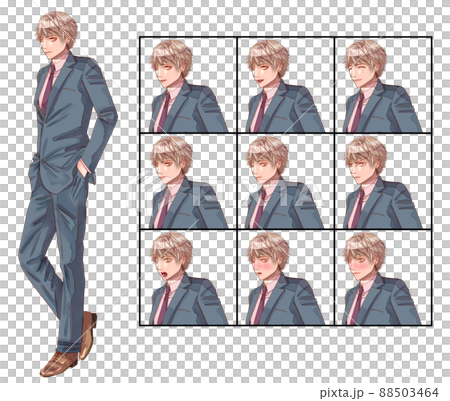 Game-style male character Game-style facial expression difference 88503464