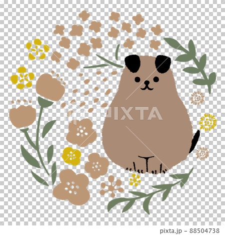 子犬とお花 88504738