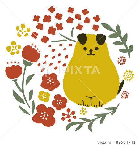 子犬とお花 88504741