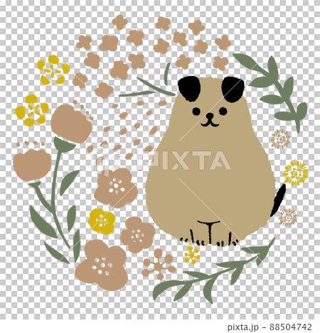 Puppies and flowers 88504742