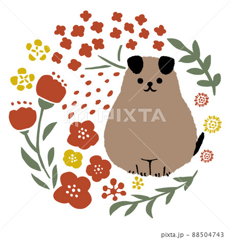 子犬とお花 88504743