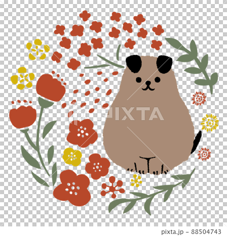 子犬とお花 88504743