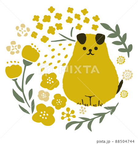 子犬とお花 88504744