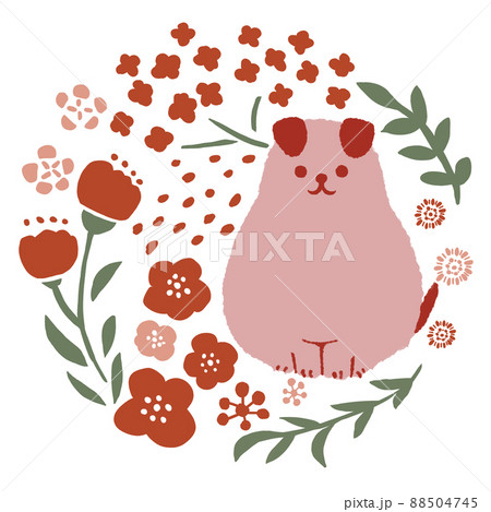 子犬とお花 88504745
