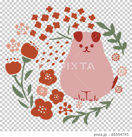 子犬とお花 88504745