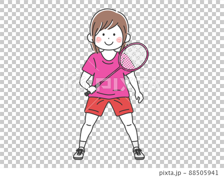 打羽毛球的女人的插圖 88505941