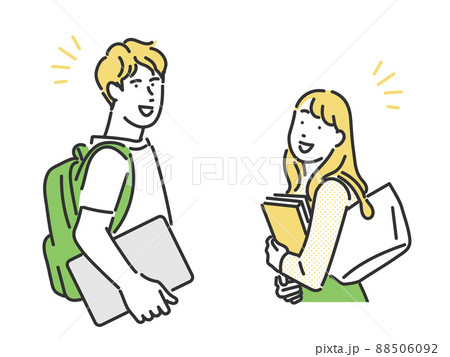 勉強する大学生の男女のイメージイラスト素材 88506092