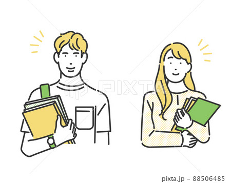勉強する大学生の男女のイメージイラスト素材 勉強する大学生の男女のイメージイラスト素材 88506485