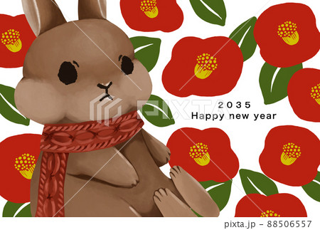 2035年 兔年 年賀状テンプレート 2035年 兔年 年賀状テンプレート 88506557