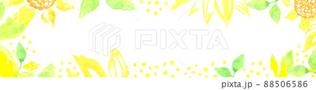 水彩で描いた北欧風のひまわりのバナー背景 88506586
