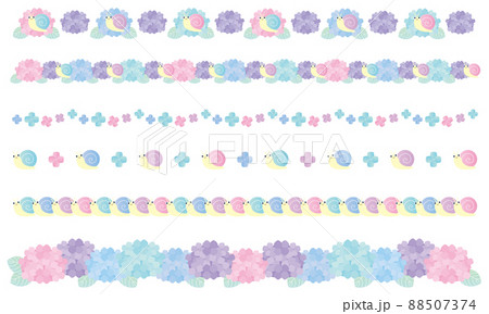 2022-167あじさいとカタツムリの飾り罫 88507374