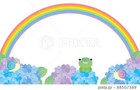 22 159梅雨の生き物とあじさいのイラスト素材 5073