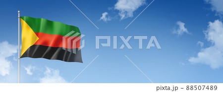 Azawad MNLA flag isolated on a blue sky. Horizontal banner 88507489