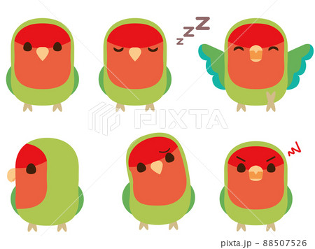 コザクラインコ セットのイラスト素材 コザクラインコ セットのイラスト素材