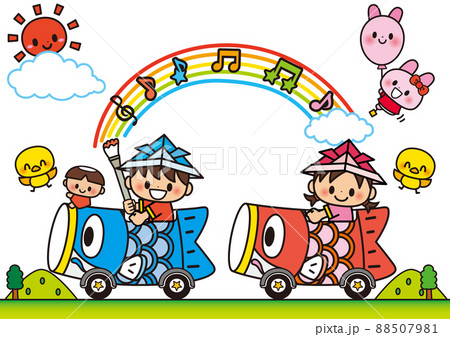 こどもの日,こいのぼり,春,子供,五月,音楽,音符,乗り物,五月五日,保育園,幼稚園,小学生,小学校 88507981
