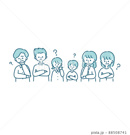 考えている三世代家族の上半身イラスト 考えている三世代家族の上半身イラスト 88508741