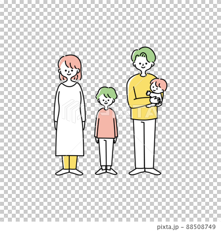 Illustration of a family standing facing the front Illustration of a family standing facing the front 88508749