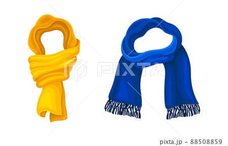 Knitted scarves. Warm autumn and winter accessories cartoon vector illustration Knitted scarves. Warm autumn and winter accessories cartoon vector illustration 88508859