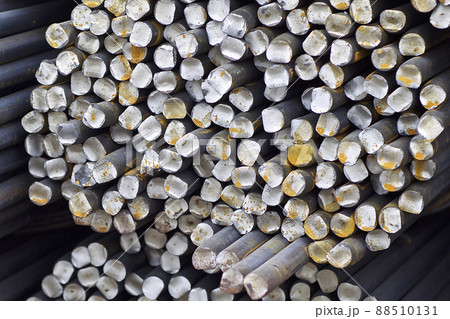 Metal profile of round section in packs at the warehouse of metal products 88510131